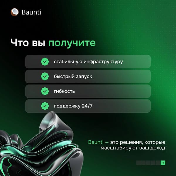 🥥Baunti — процессинговая платформа по приёму и отправке платежей.